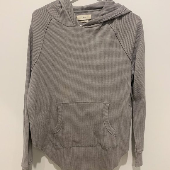 Aritzia TNA Grey Waffle Knit Sweater with Hood - Picture 1 of 3